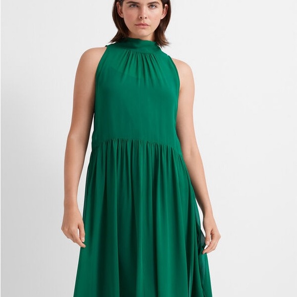 Silk Emerald GreenTie-Back Dress NWT XS Size 2 - Picture 5 of 7